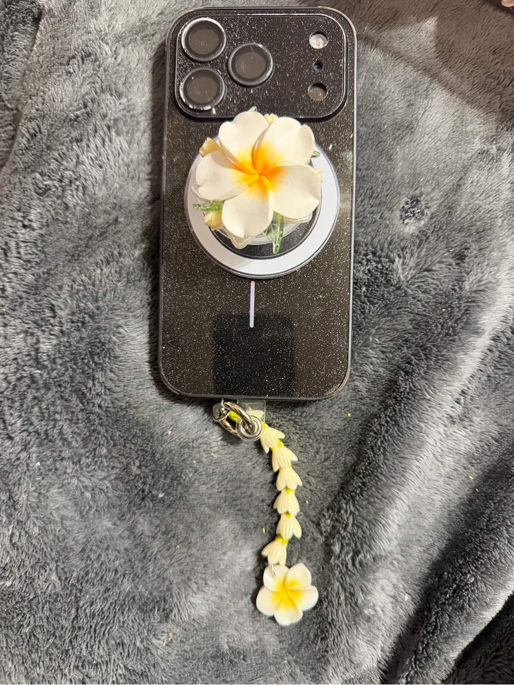 Yellow Plumeria Flower Mag-safe Pop Socket and Phone Charm